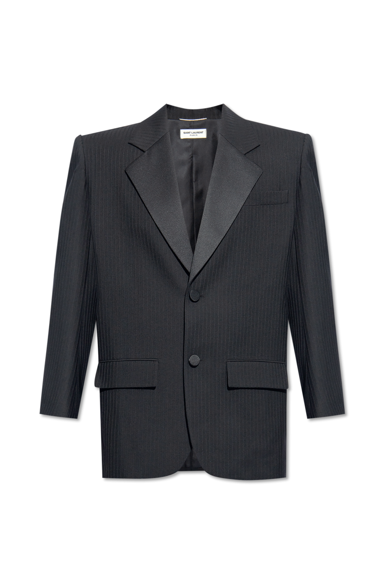 ジャケット SAINT LAURENT BLACK WOOL BLAZER 52 NEW $3,290 SAINT LAURENT Men's Black Wool LEATHER TRIM